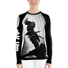 Load image into Gallery viewer, Women's Long Sleeve Rash Guard - B/W Samurai
